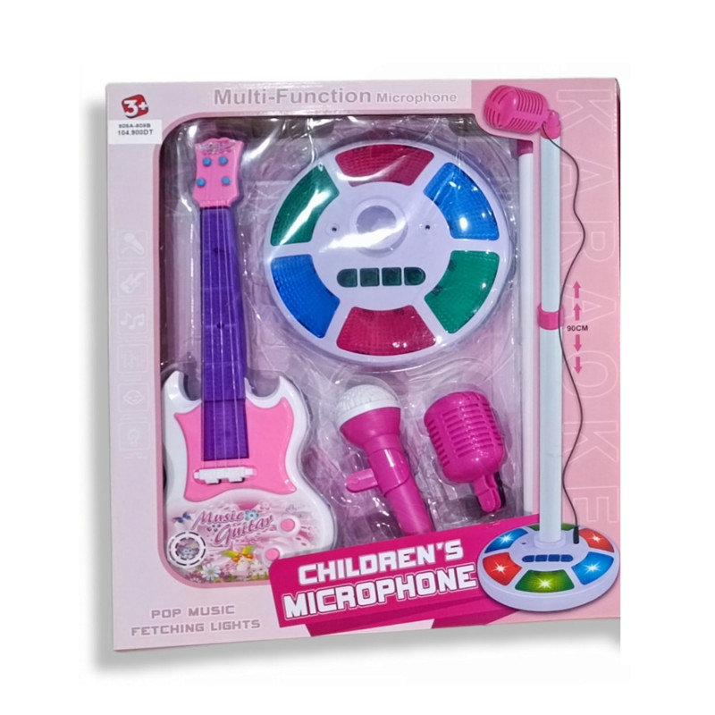 Battery Operated Pop musical instrument guitar with Microphone stand-light and music