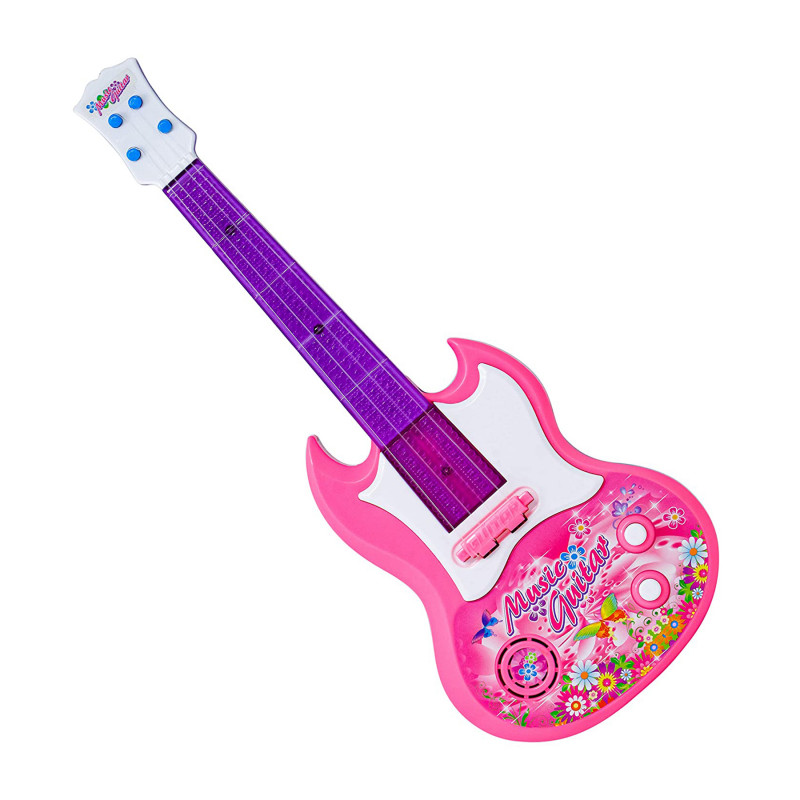 Battery Operated Pop Musical Instrument Guitar With Microphone Stand 