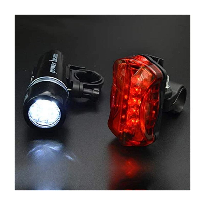 Bicycle Led Power Beam Front Head Light and Tail Torch Back Light